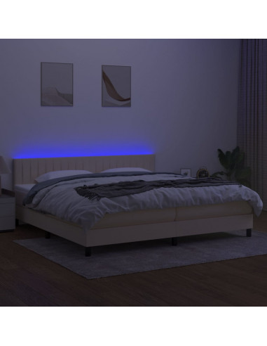 Letto a Molle Materasso e LED bianco 200x200cm in Tessuto