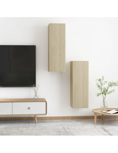 Mobili TV 2pz Rovere Sonoma 30,5x30x90 cm in Legno Multistrato