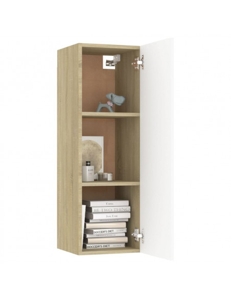 Mobile TV Bianco e Rovere Sonoma 30,5x30x90cm Legno Multistrato