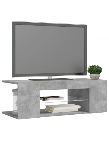 Mobile Porta TV con Luci LED Grigio Cemento 90x39x30 cm