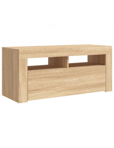 Mobile Porta TV con Luci LED Rovere Sonoma 90x35x40 cm