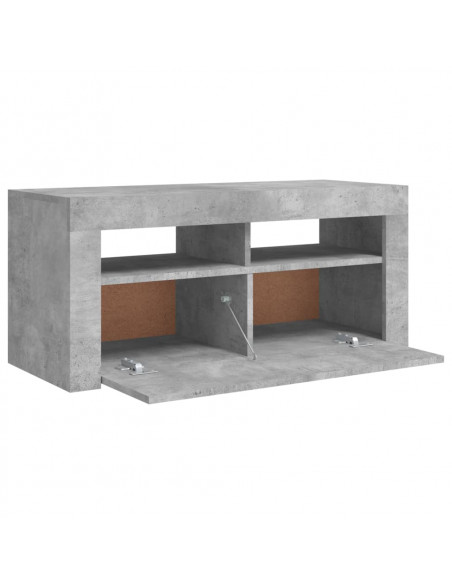 Mobile Porta TV con Luci LED Grigio Cemento 90x35x40 cm