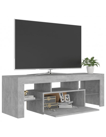 Mobile Porta TV con Luci LED Grigio Cemento 120x35x40 cm