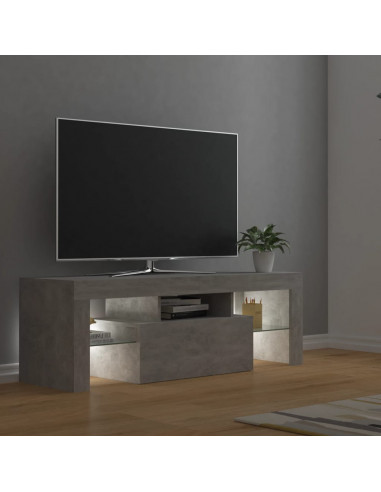 Mobile Porta TV con Luci LED Grigio Cemento 120x35x40 cm