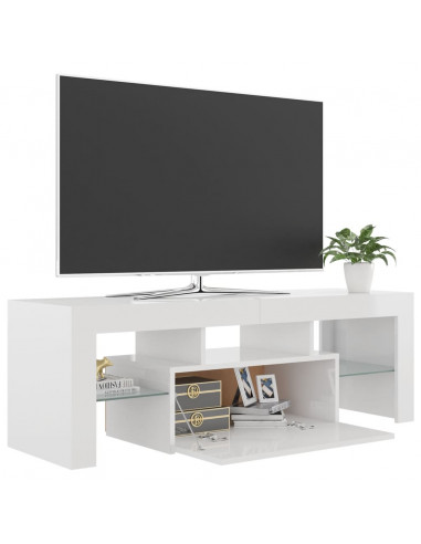 Mobile Porta TV con Luci LED Bianco Lucido 120x35x40 cm