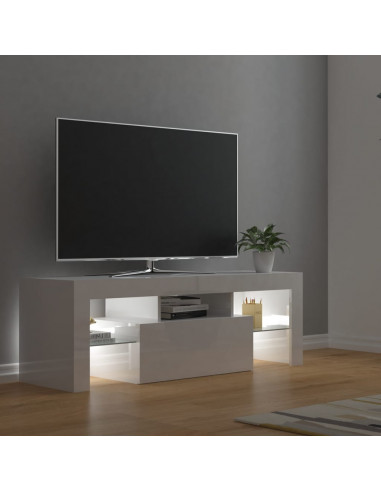 Mobile Porta TV con Luci LED Bianco Lucido 120x35x40 cm