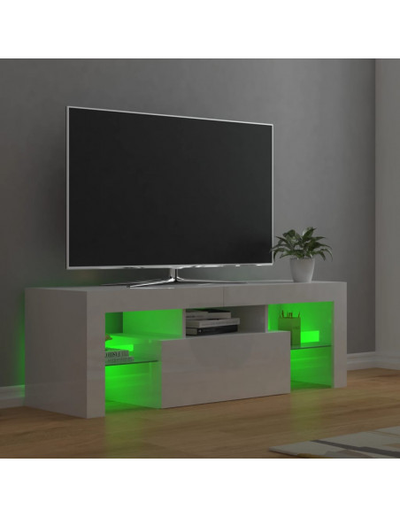 Mobile Porta TV con Luci LED Bianco Lucido 120x35x40 cm