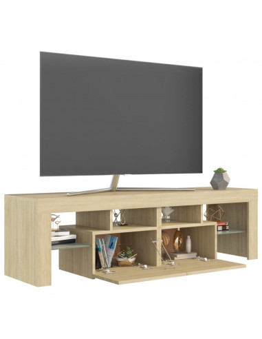Mobile Porta TV con Luci LED Rovere Sonoma 140x36,5x40 cm