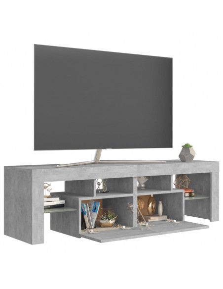 Mobile Porta TV con Luci LED Grigio Cemento 140x36,5x40 cm