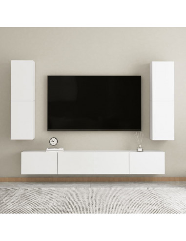 Mobile Porta TV Bianco 30,5x30x110 cm in Legno Multistrato