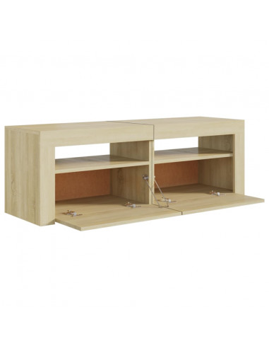 Mobile Porta TV con Luci LED Rovere Sonoma 120x35x40 cm