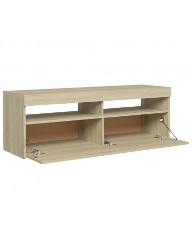 Mobile Porta TV con Luci LED Rovere Sonoma 120x35x40 cm
