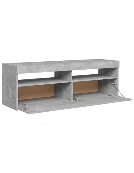 Mobile Porta TV con Luci LED Grigio Cemento 120x35x40 cm