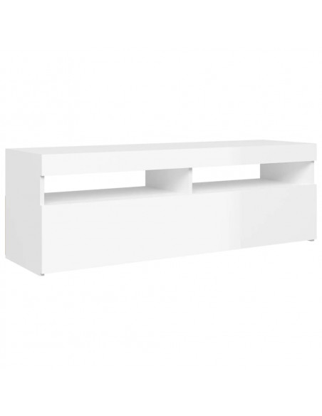 Mobile Porta TV con Luci LED Bianco Lucido 120x35x40 cm