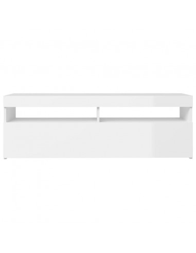 Mobile Porta TV con Luci LED Bianco Lucido 120x35x40 cm