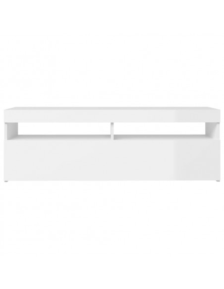 Mobile Porta TV con Luci LED Bianco Lucido 120x35x40 cm