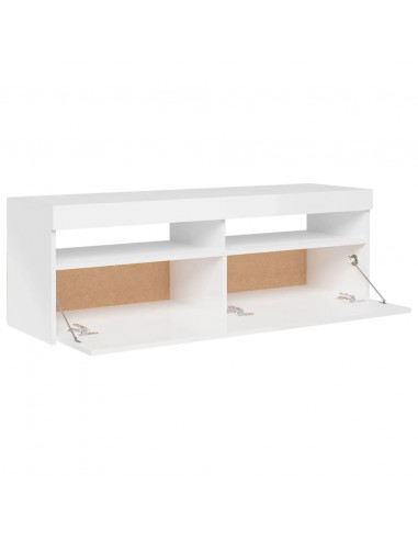 Mobile Porta TV con Luci LED Bianco Lucido 120x35x40 cm