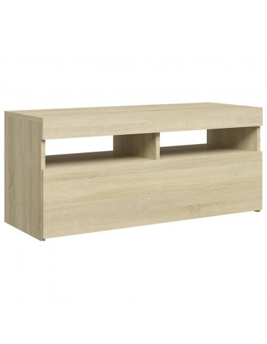 Mobile Porta TV con Luci LED Rovere Sonoma 90x35x40 cm