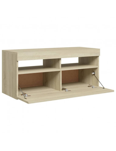 Mobile Porta TV con Luci LED Rovere Sonoma 90x35x40 cm