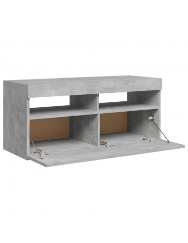 Mobile Porta TV con Luci LED Grigio Cemento 90x35x40 cm