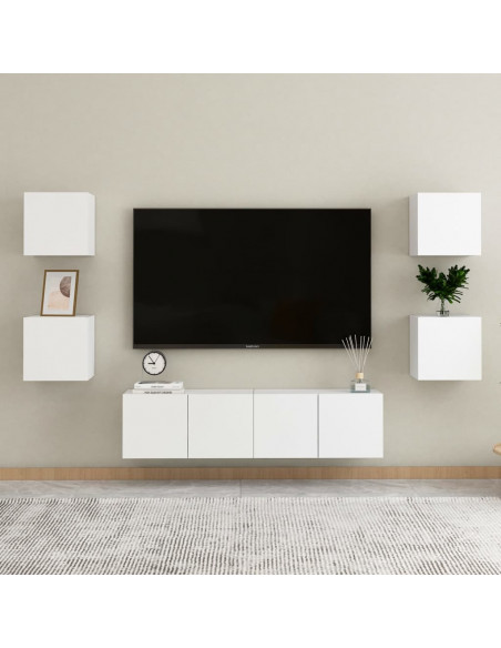 Mobili Porta TV a Parete 2pz Bianchi 30,5x30x30 cm