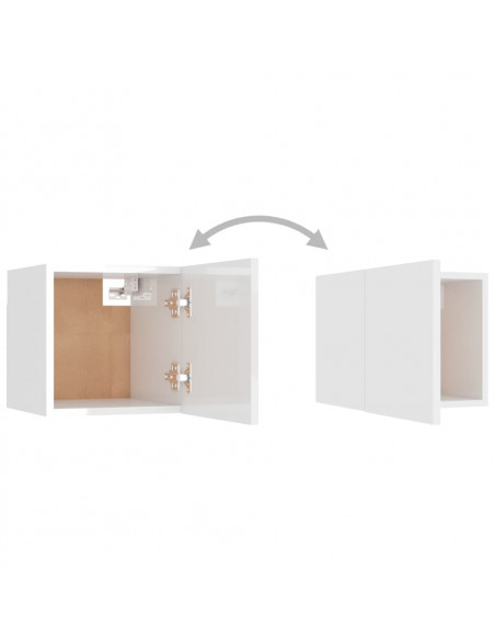 Mobile Porta TV a Parete Bianco Lucido 30,5x30x30 cm