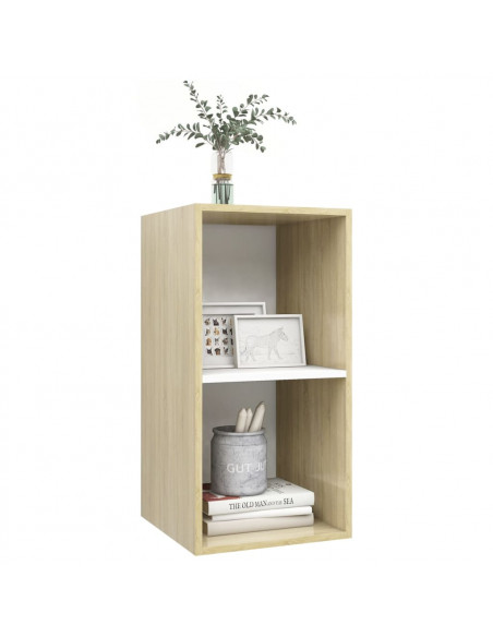 Mobile TV Parete Rovere Sonoma e Bianco 37x37x72 cm Multistrato
