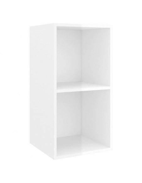 Mobile TV da Parete Bianco Lucido 37x37x72 cm Legno Multistrato