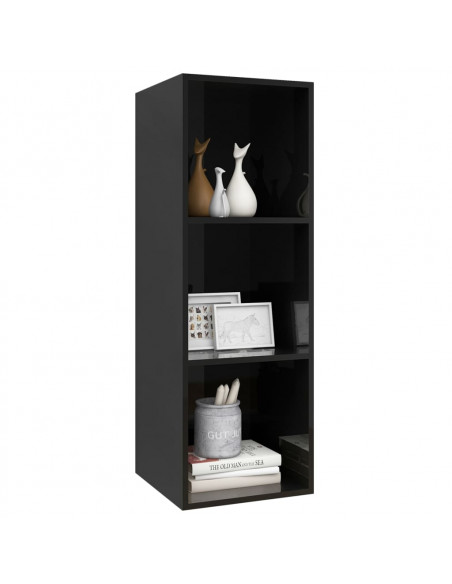 Mobile TV da Parete Nero Lucido 37x37x107 cm Legno Multistrato