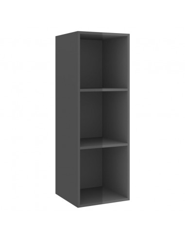 Mobile TV da Parete Grigio Lucido 37x37x107cm Legno Multistrato