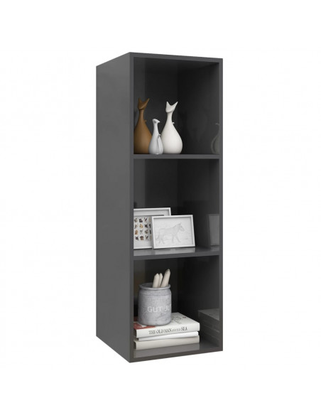 Mobile TV da Parete Grigio Lucido 37x37x107cm Legno Multistrato