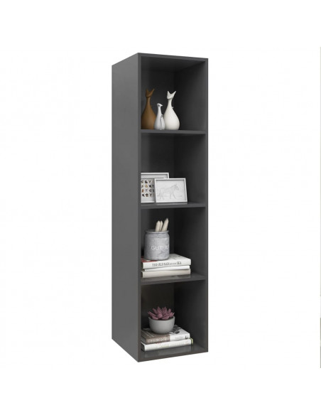 Mobile TV da Parete Grigio 37x37x142,5 cm in Legno Multistrato