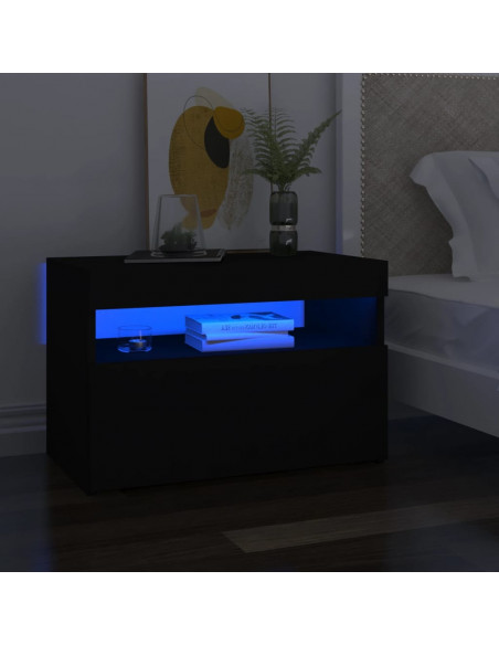 Mobile Porta TV con Luci LED Nero 60x35x40 cm