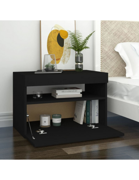 Mobile Porta TV con Luci LED Nero 60x35x40 cm