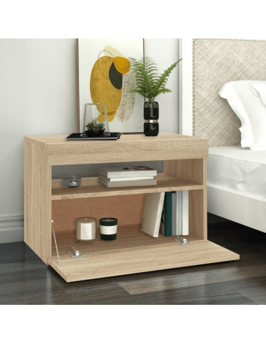 Mobile Porta TV con Luci LED Rovere Sonoma 60x35x40 cm