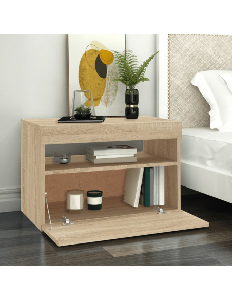 Mobile Porta TV con Luci LED Rovere Sonoma 60x35x40 cm