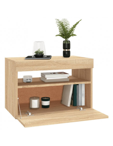 Mobile Porta TV con Luci LED Rovere Sonoma 60x35x40 cm