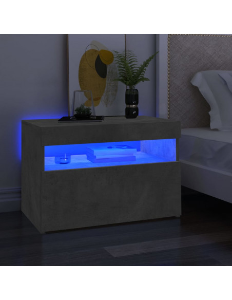 Mobile Porta TV con Luci LED Grigio Cemento 60x35x40 cm