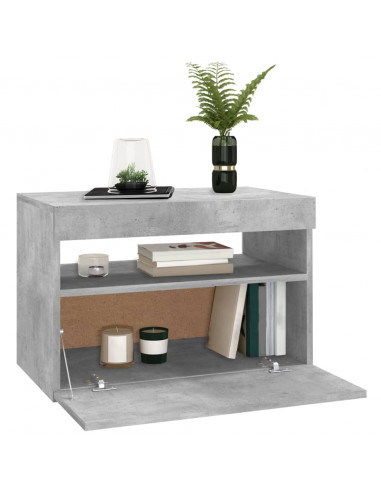 Mobile Porta TV con Luci LED Grigio Cemento 60x35x40 cm
