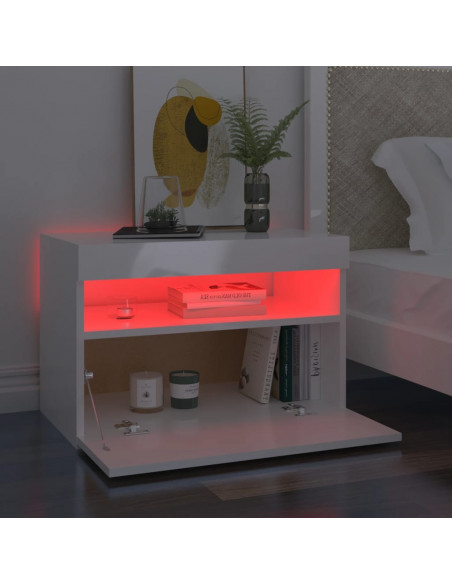 Mobile Porta TV con Luci LED Bianco Lucido 60x35x40 cm