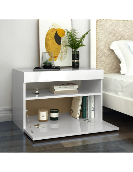 Mobile Porta TV con Luci LED Bianco Lucido 60x35x40 cm