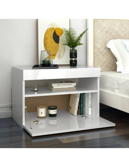Mobili Porta TV con Luci LED 2 pz Bianco Lucido 60x35x40 cm