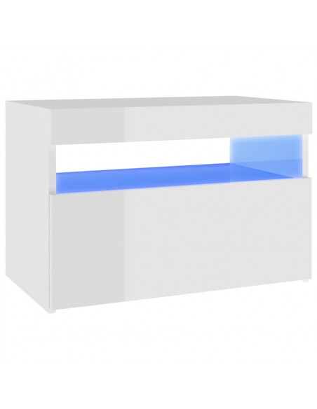 Mobili Porta TV con Luci LED 2 pz Bianco Lucido 60x35x40 cm