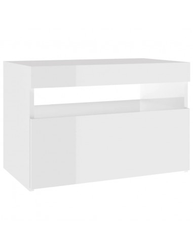 Mobili Porta TV con Luci LED 2 pz Bianco Lucido 60x35x40 cm