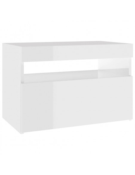 Mobili Porta TV con Luci LED 2 pz Bianco Lucido 60x35x40 cm