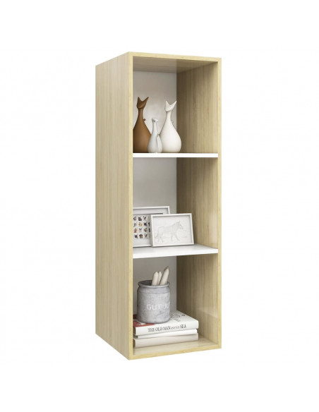 Mobile TV Parete Rovere Sonoma e Bianco 37x37x107cm Multistrato