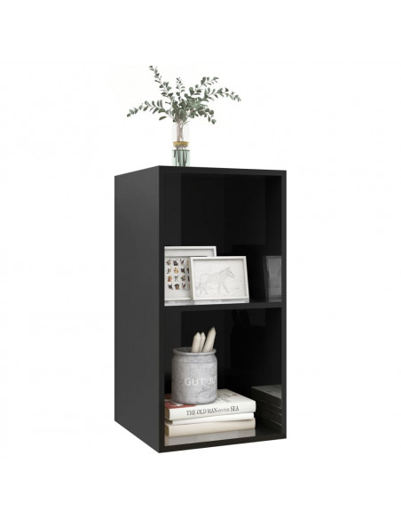 Mobile TV da Parete Nero Lucido 37x37x72 cm Legno Multistrato