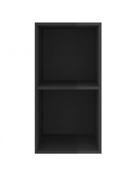 Mobile TV da Parete Nero Lucido 37x37x72 cm Legno Multistrato