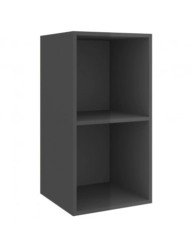 Mobile TV da Parete Grigio Lucido 37x37x72 cm Legno Multistrato
