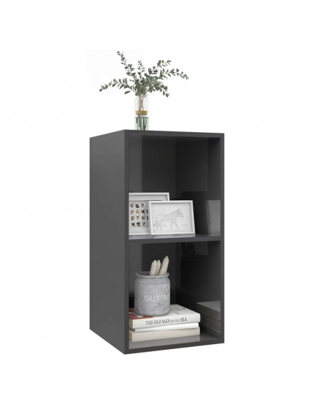 Mobile TV da Parete Grigio Lucido 37x37x72 cm Legno Multistrato